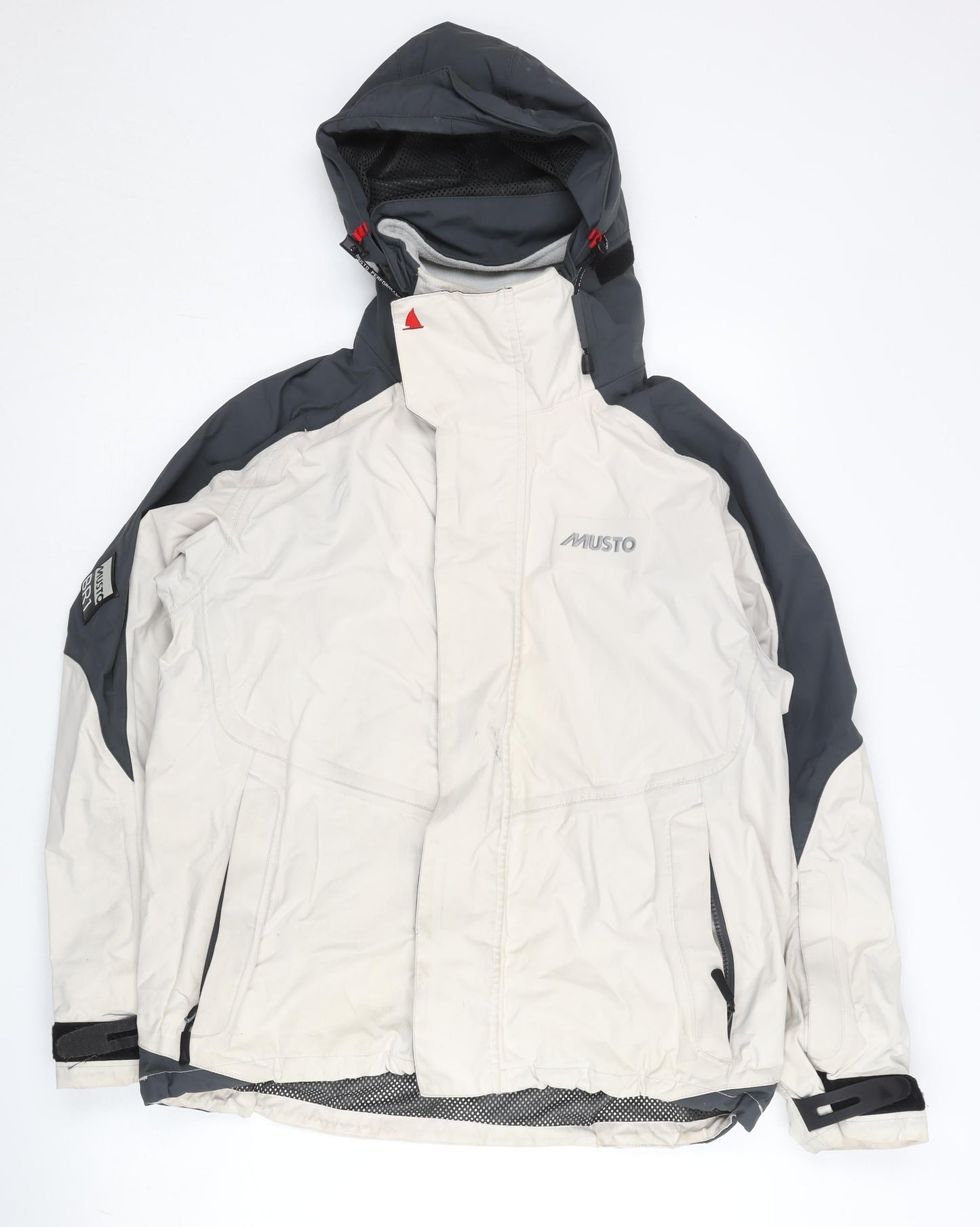 Musto Men's S White Grey Waterproof Hooded Rain Jacket Size S