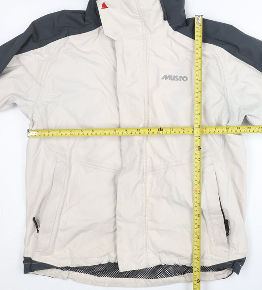 Musto Men's S White Grey Waterproof Hooded Rain Jacket Size S