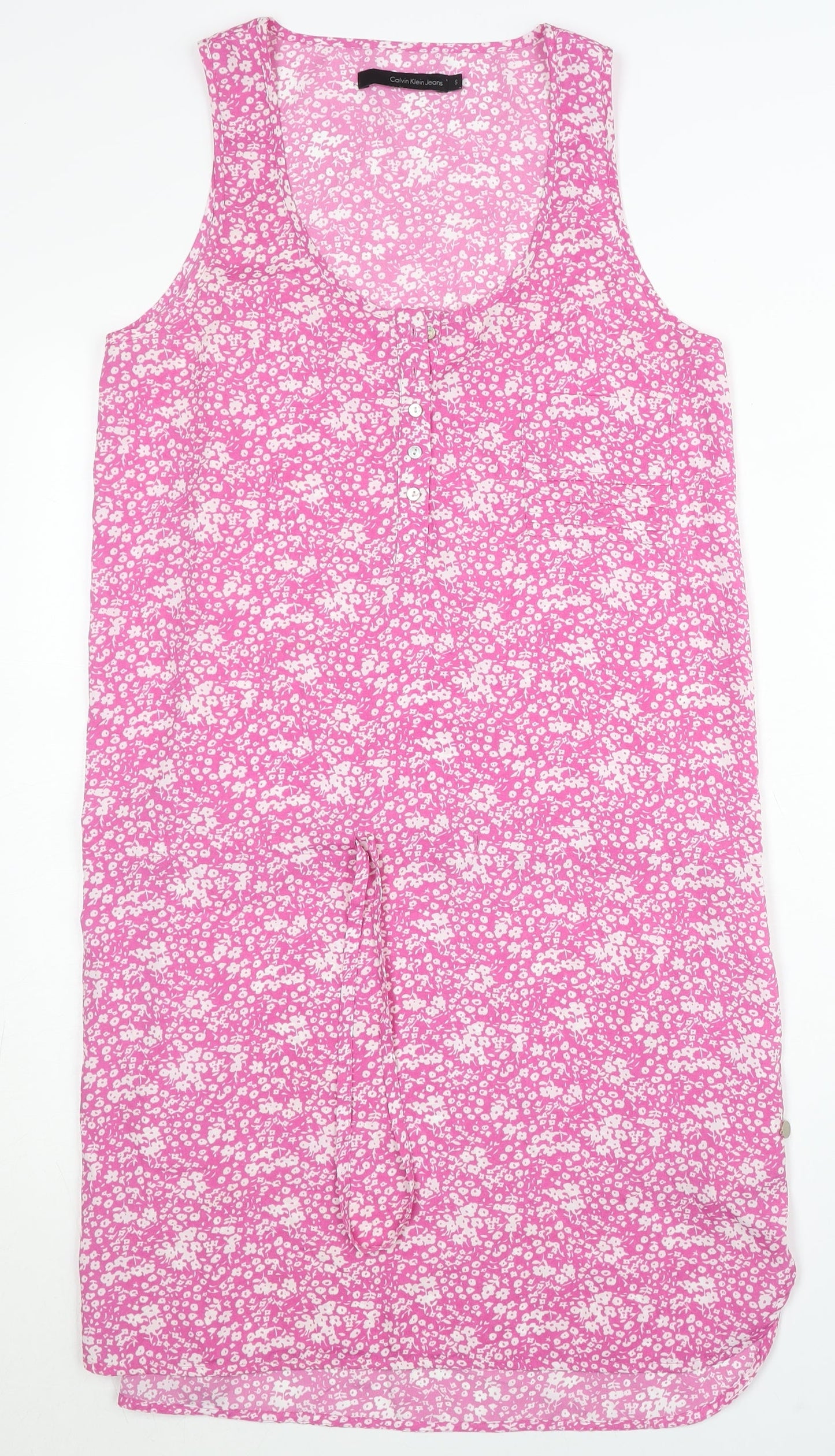 Calvin Klein Jeans Women Pink Floral Tank Dress Size S