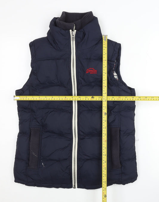 Superdry Men’s Blue Puffer Waistcoat Gilet M Synthetic Lined