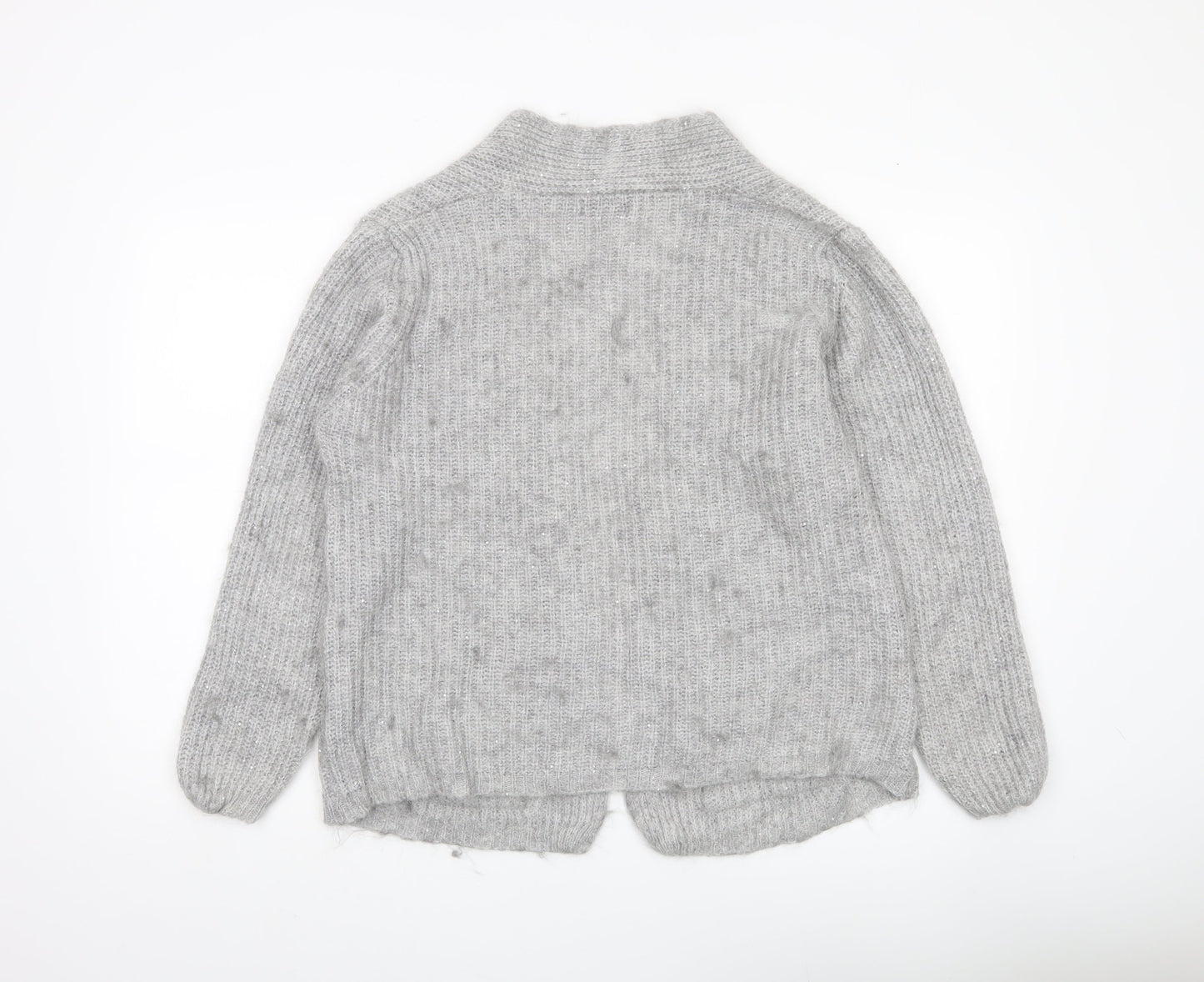 Yida Women’s Grey XL Chunky Knit Open Cardigan with Pockets