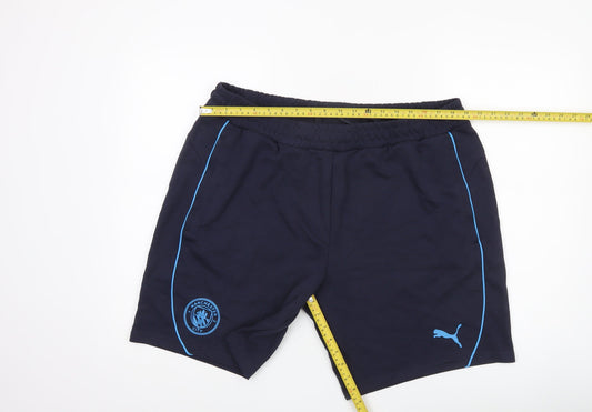 Puma Men’s XL Blue Manchester City Sweat Shorts Elastic Waist