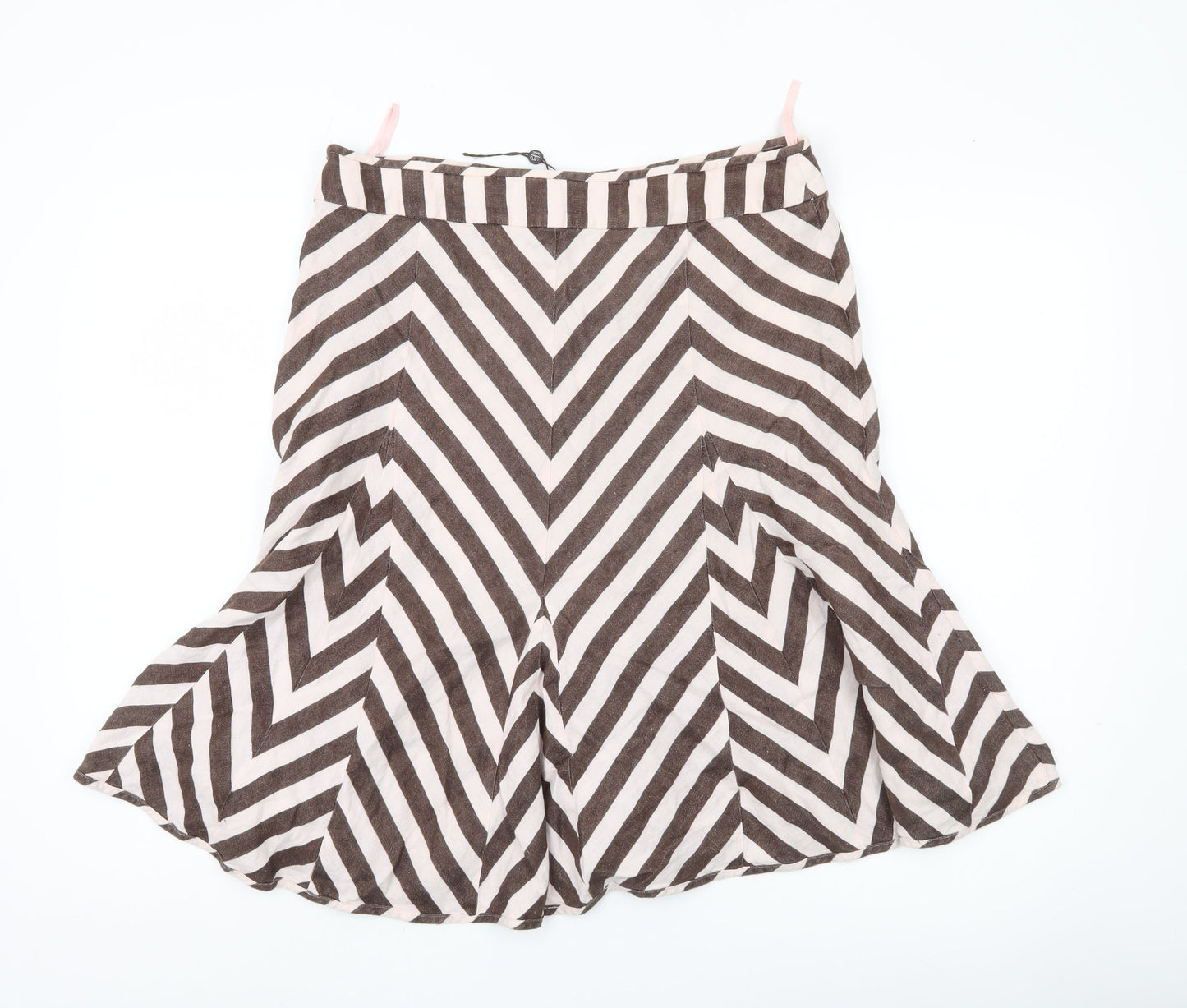 Fenn Wright Manson Women’s Brown Striped Linen A-Line Skirt Size 12