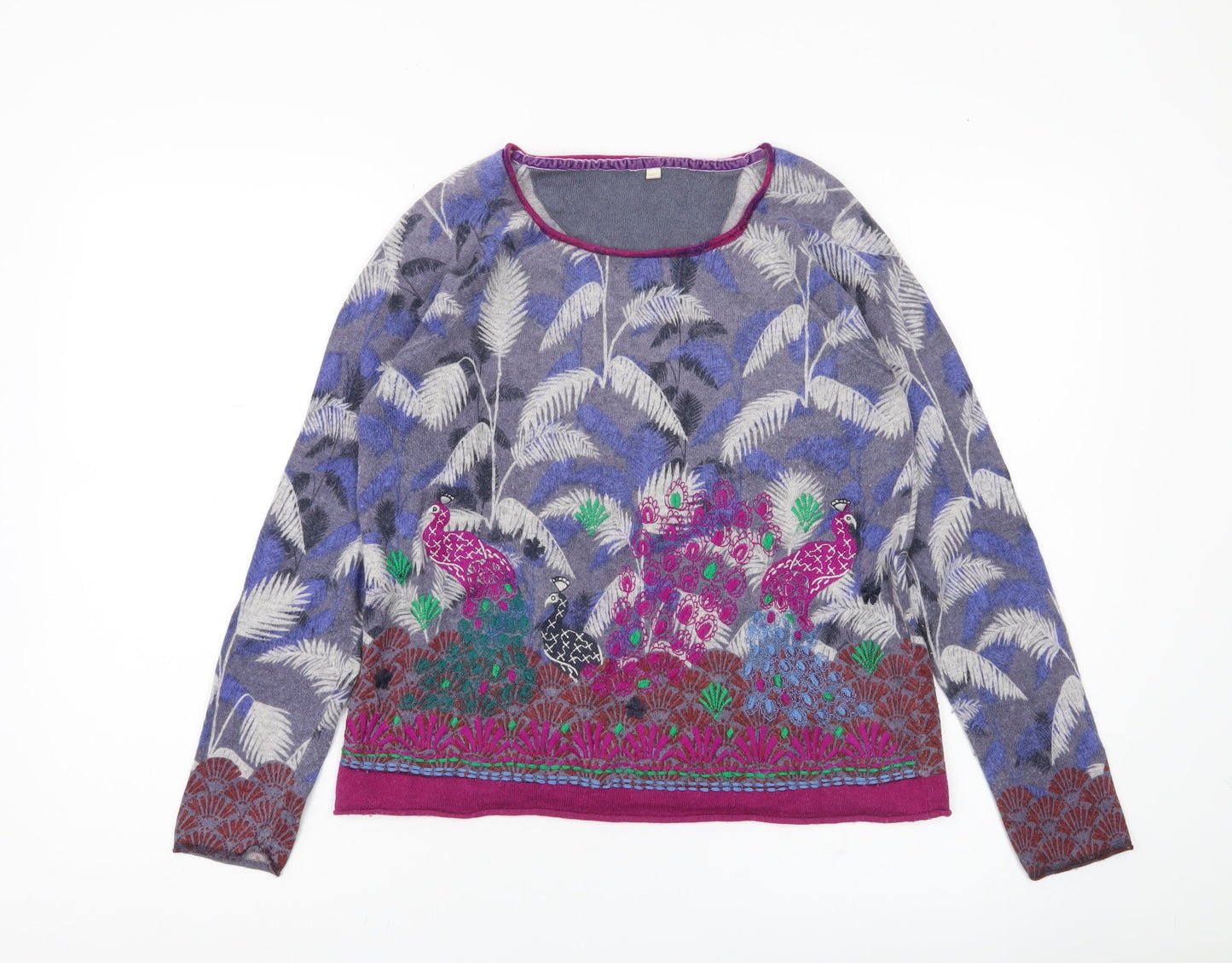 White Stuff Womens Multicoloured Embroidered Pullover Jumper Size 12