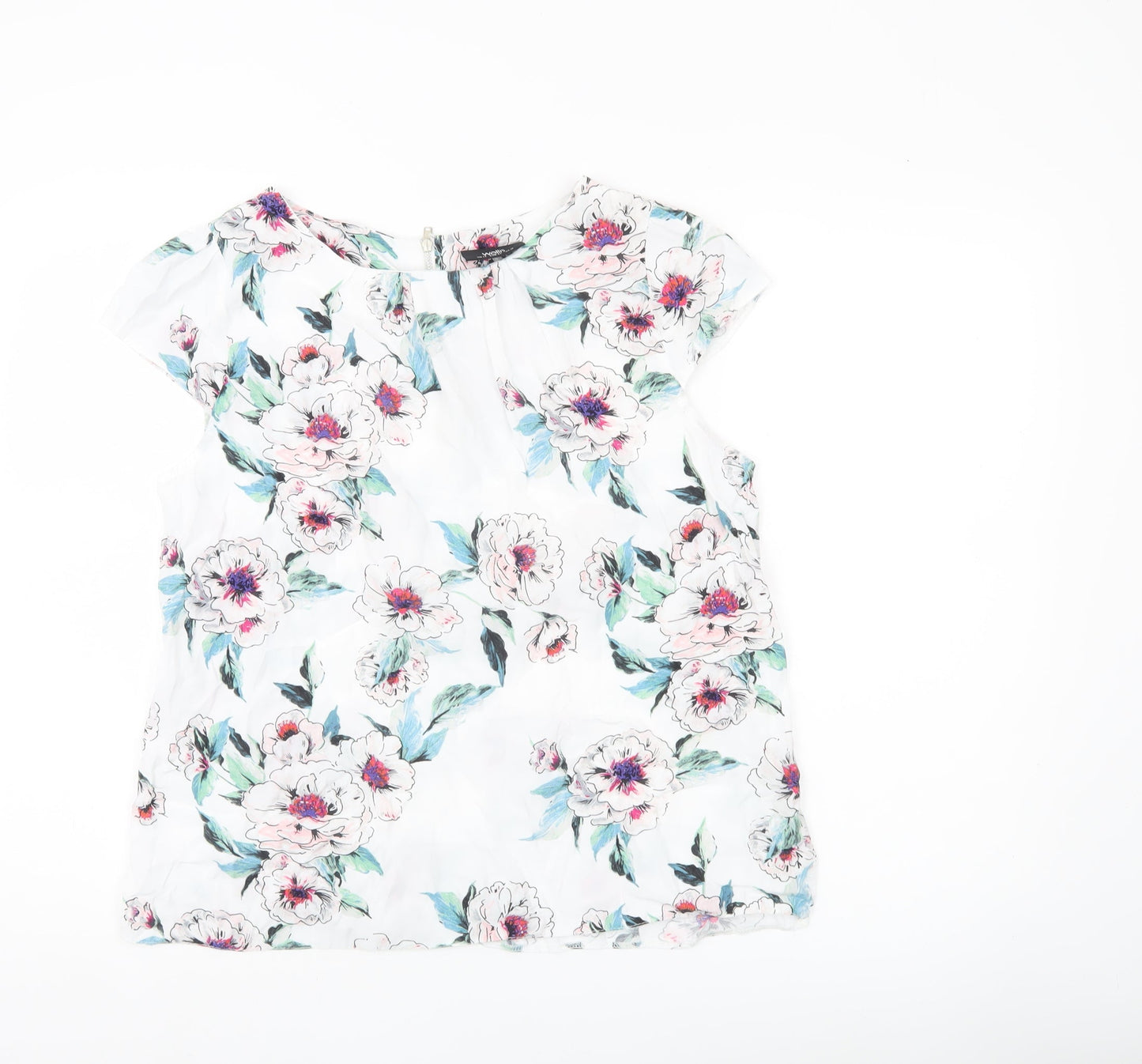 Wallis Women’s White Floral Blouse UK 14 Tunic Style Zip Back