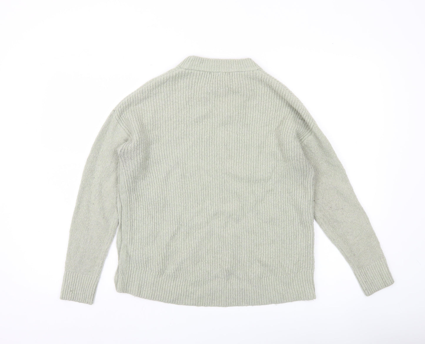 Oliver Bonas Womens Grey Size 10 Crew Neck Button Jumper