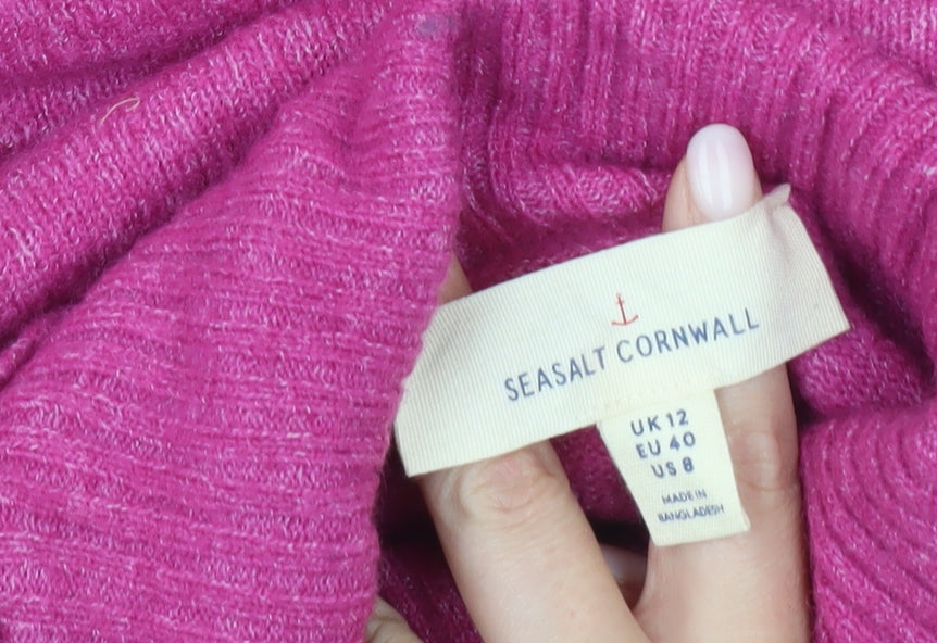 Seasalt Cornwall Women’s Pink Roll Neck Wool Blend Jumper Size 12