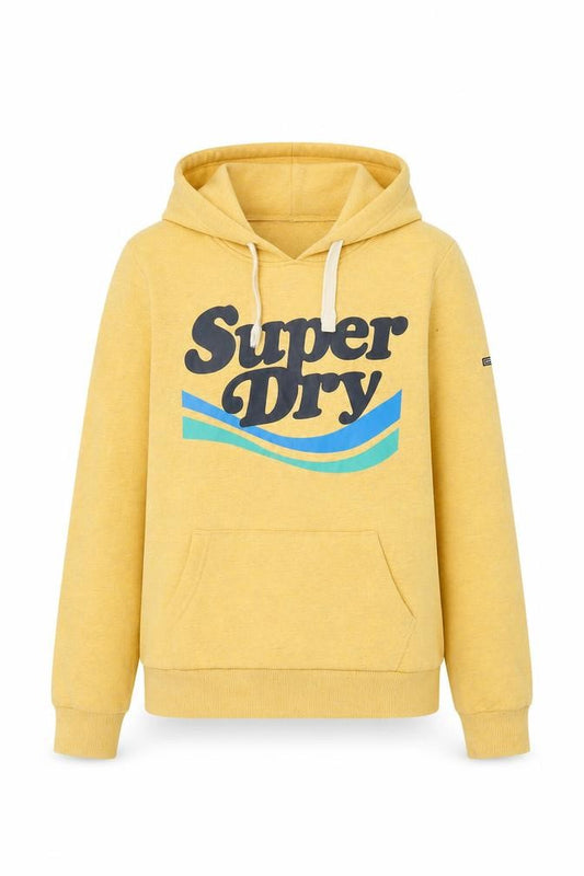 Womens UK 8 Regular Superdry Yellow Pullover Hoodie