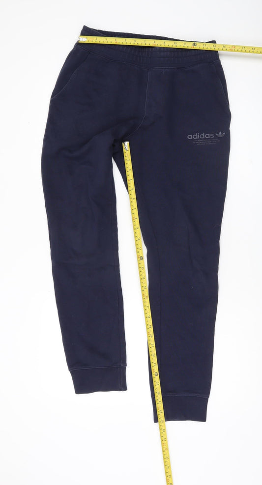 Adidas Womens Blue Jogger Trousers Size M Cotton Casual Pants