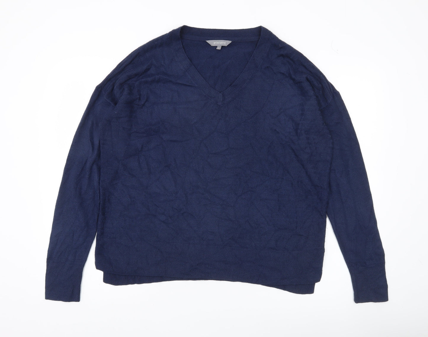 Principles Womens Blue V-Neck Long Sleeve Pullover Jumper Size 16