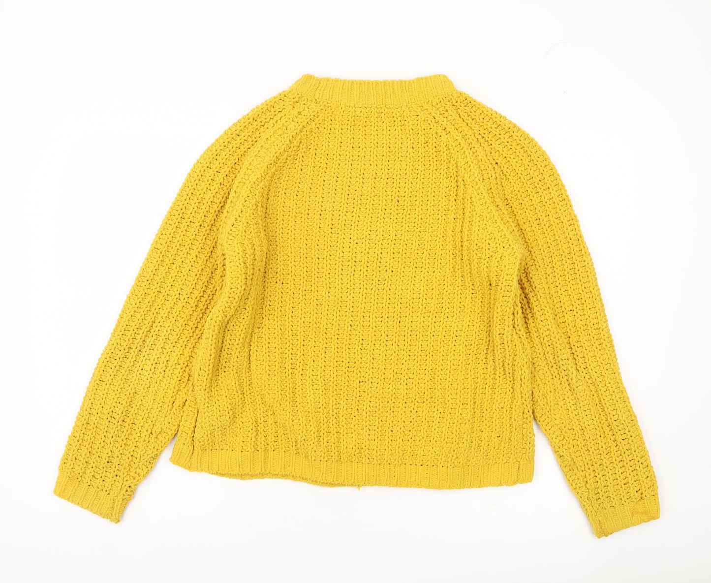 Joules Women’s Yellow Cable Knit Jumper UK 10 Long Sleeve Pullover