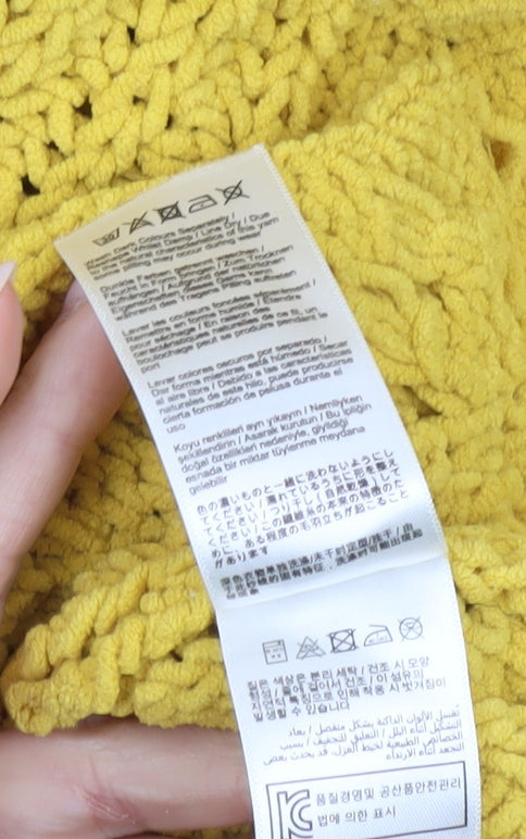 Joules Women’s Yellow Cable Knit Jumper UK 10 Long Sleeve Pullover