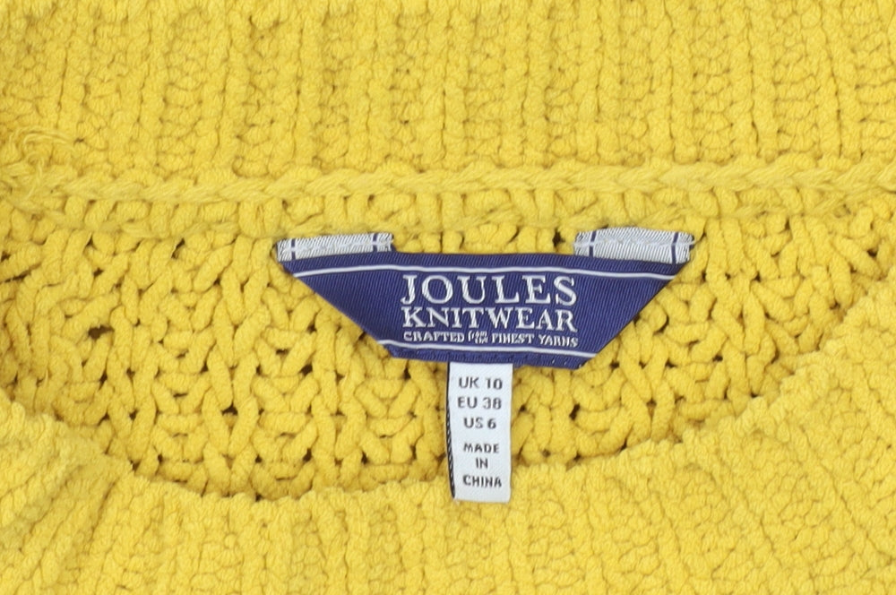 Joules Women’s Yellow Cable Knit Jumper UK 10 Long Sleeve Pullover