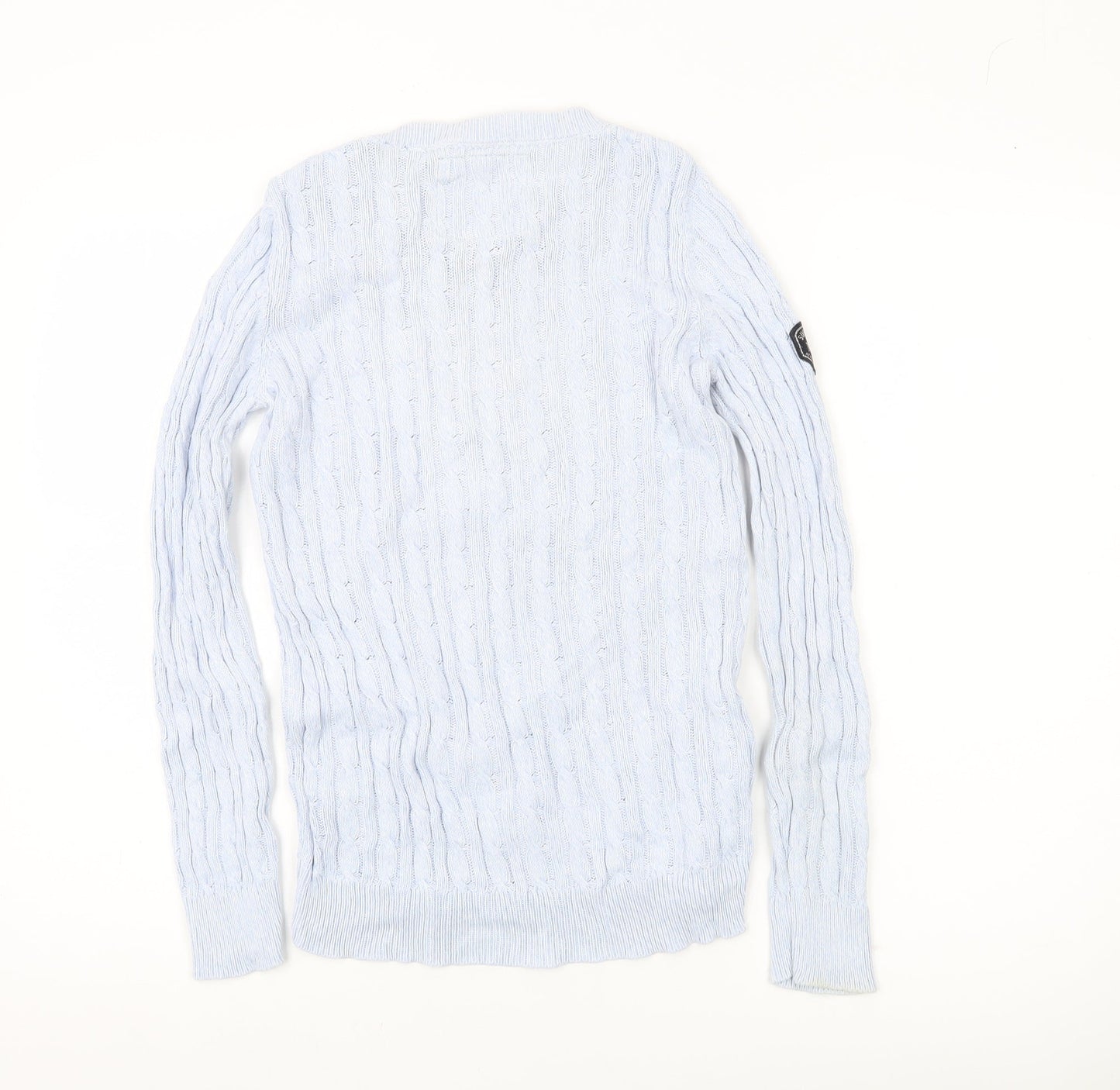 Superdry Womens Blue Size 10 Cable-Knit Crew Jumper