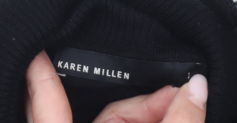 Karen Millen Women’s Black Roll Neck Knit Jumper Size 8 Slim Fit