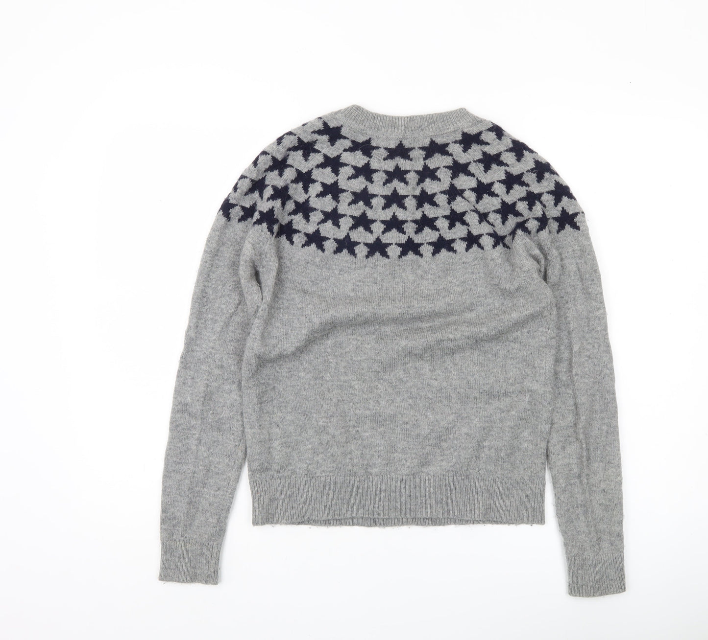 Boden Womens Grey Star Knit Jumper XS Crew Neck Long Sleeve Wool Blend