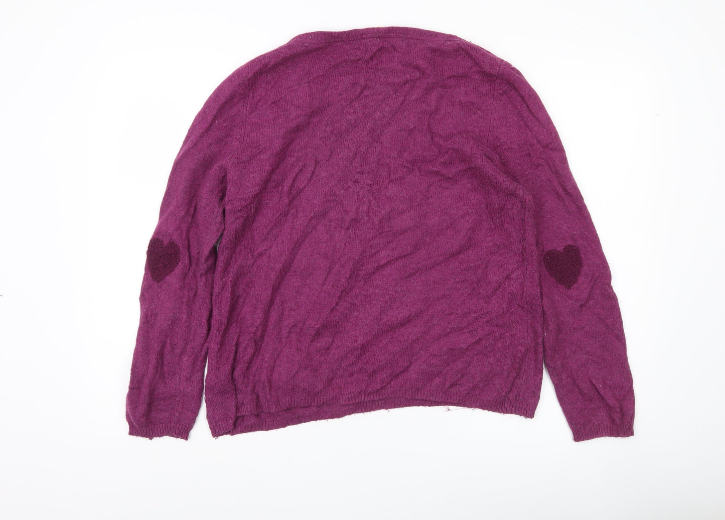 White Stuff Women’s Purple Heart Knit Jumper Size 14 Crew Neck Alpaca Blend