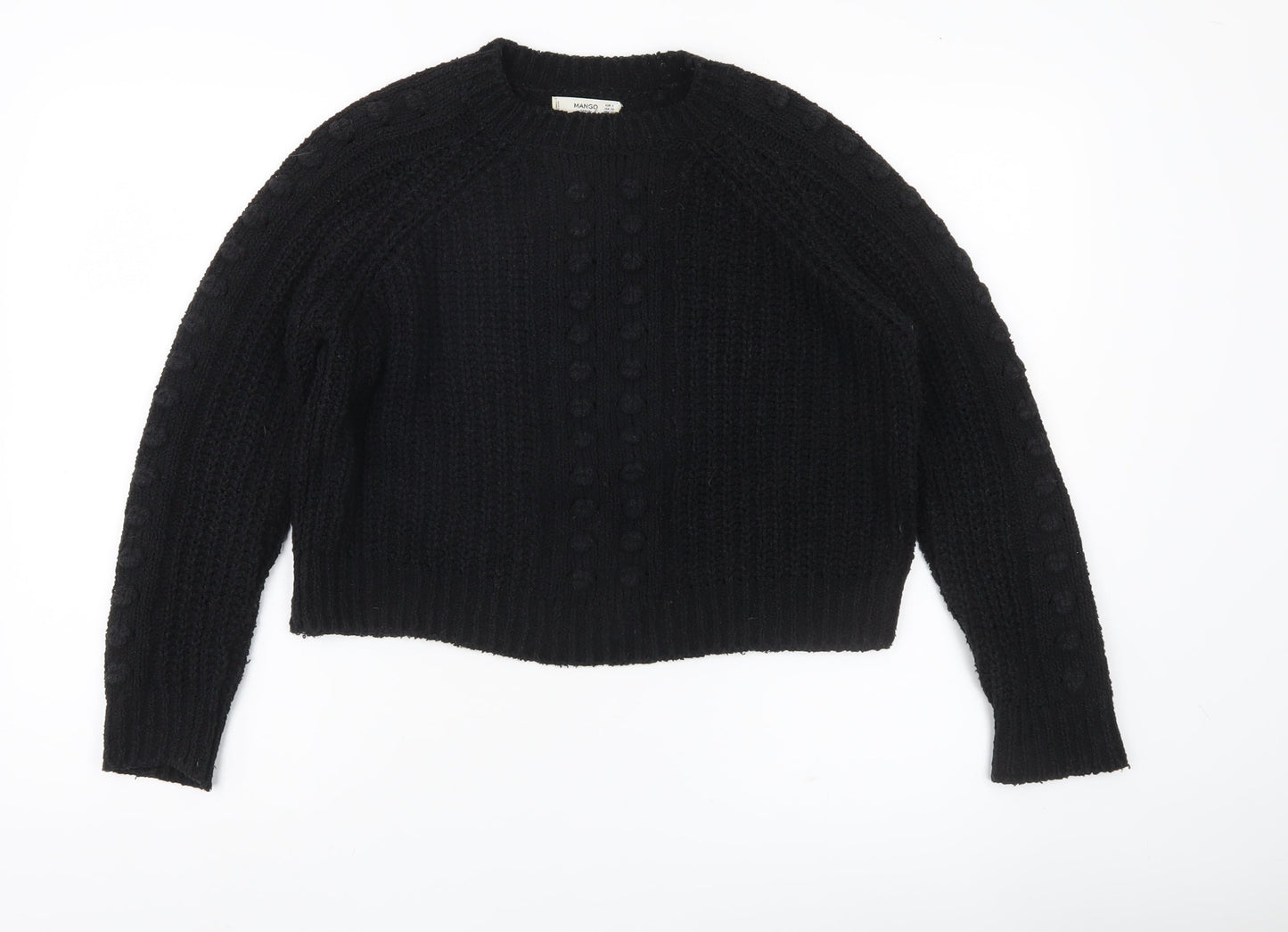 Mango Women’s Black Chunky Knit Jumper Size 8 Crew Neck Pullover