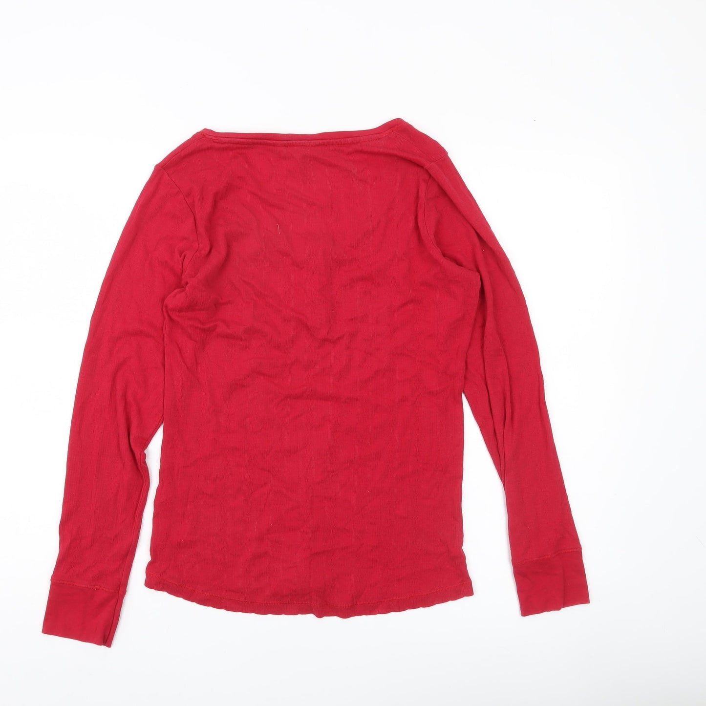 FatFace Women's Red Long Sleeve Jersey Top UK 12 Scoop Neck