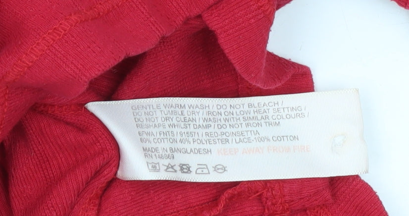 FatFace Women's Red Long Sleeve Jersey Top UK 12 Scoop Neck