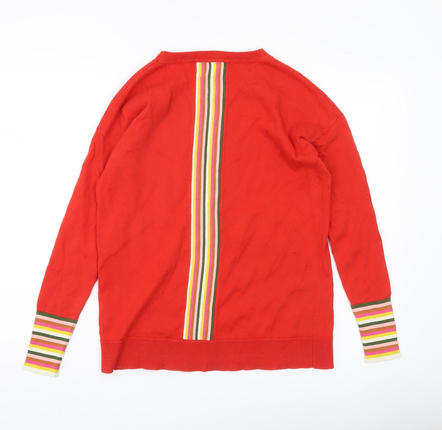 Boden Women's Red Striped Cuff Crew Neck Jumper Size S