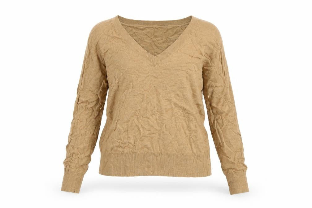 Gap Womens Beige V-Neck Pullover Jumper M Cotton Blend Knit