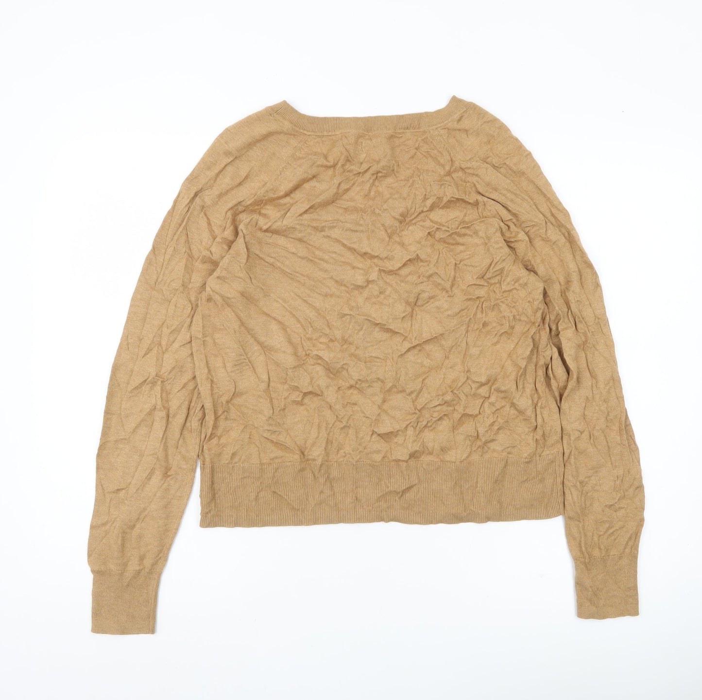 GAP Womens Beige V-Neck Pullover Jumper M Cotton Blend Knit
