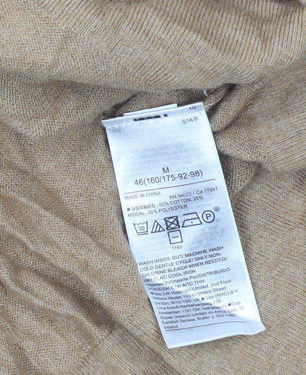GAP Womens Beige V-Neck Pullover Jumper M Cotton Blend Knit