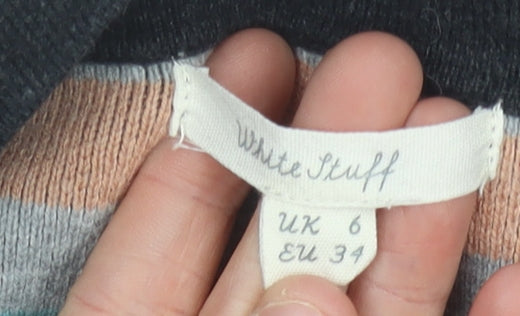 White Stuff Womens Black Knit Cardigan UK 6 Cotton Cashmere Blend