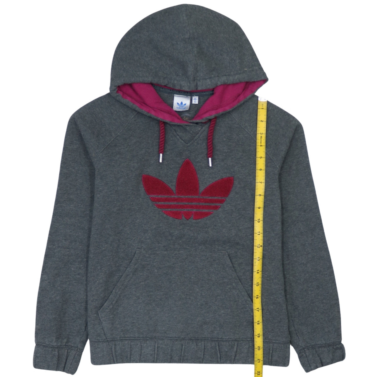 Adidas Womens Grey Hoodie Sweatshirt UK 14 Logo Pullover