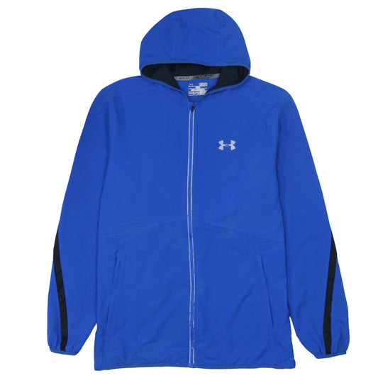 Under Armour Men's Blue M Windbreaker Full Zip Hooded Running Jacket