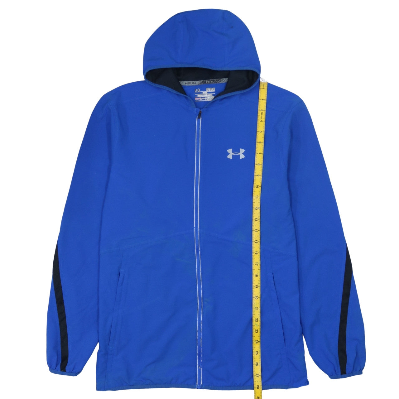 Under Armour Men's Blue M Windbreaker Full Zip Hooded Running Jacket