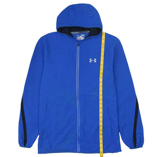Under Armour Men's Blue M Windbreaker Full Zip Hooded Running Jacket