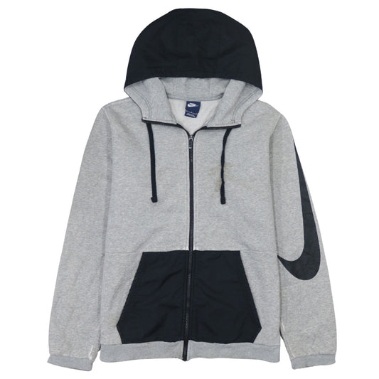 Nike Mens Grey Black Full Zip Hoodie Size M Sports Fleece Jacket