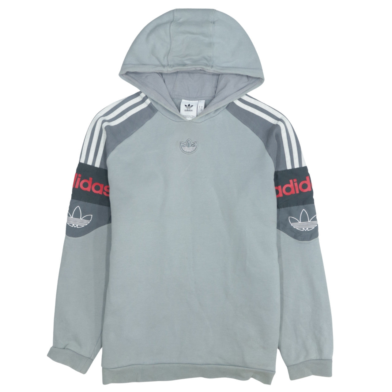 Adidas Mens Grey Pullover Hoodie Medium Logo Sportswear