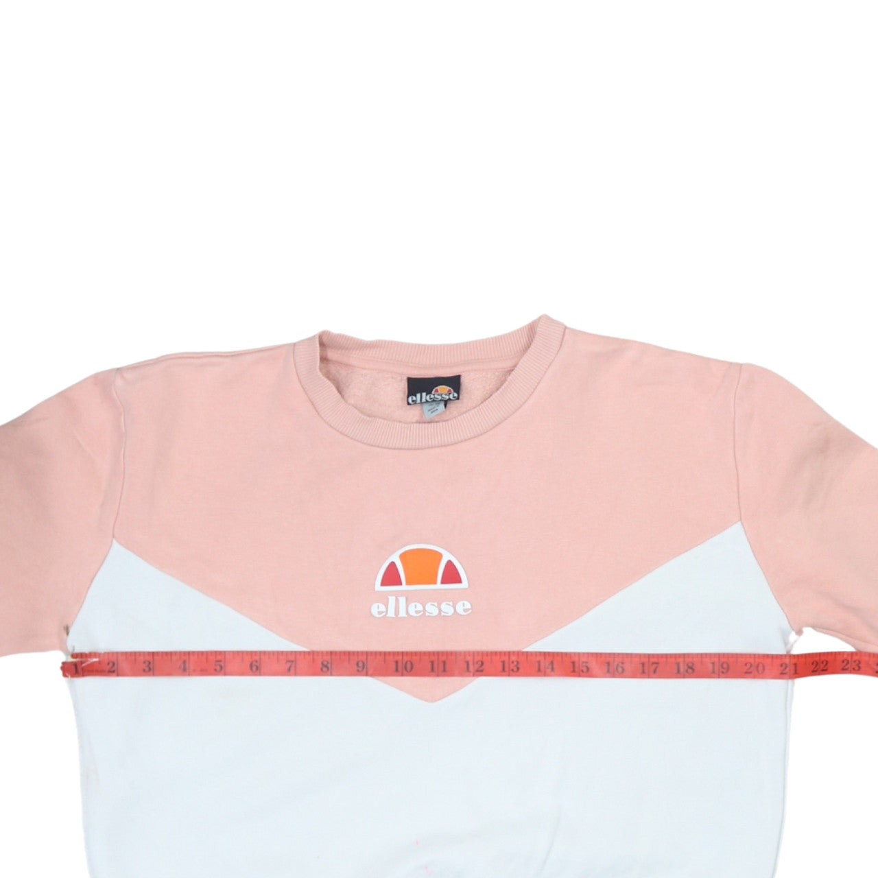 Ellesse Womens Pink White Sweatshirt UK 16 Cotton Blend Logo Pullover