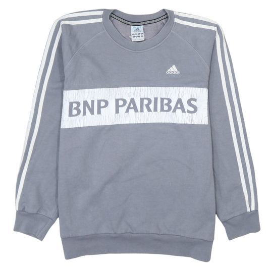 Adidas Boys Grey Sweatshirt 13-14Y Tennis Pullover Graphic Logo Regular Fit