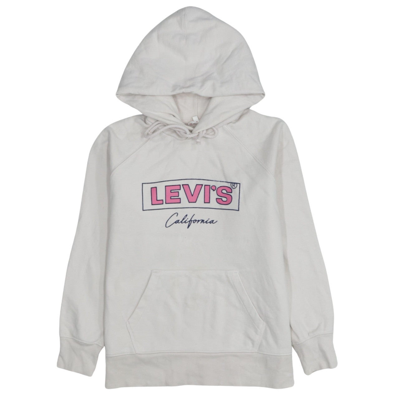Levi's Women's White XS Pullover Hoodie Logo Print Raglan