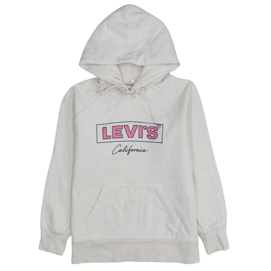Levi's Women's White XS Pullover Hoodie Logo Print Raglan