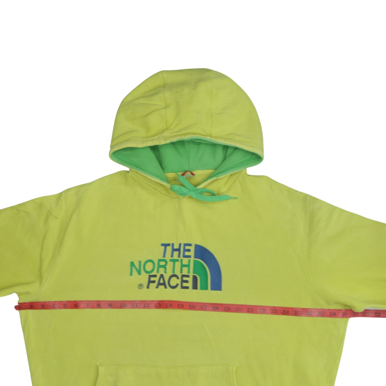 The North Face Mens Yellow Hoodie Pullover Logo L Cotton Sweatshirt