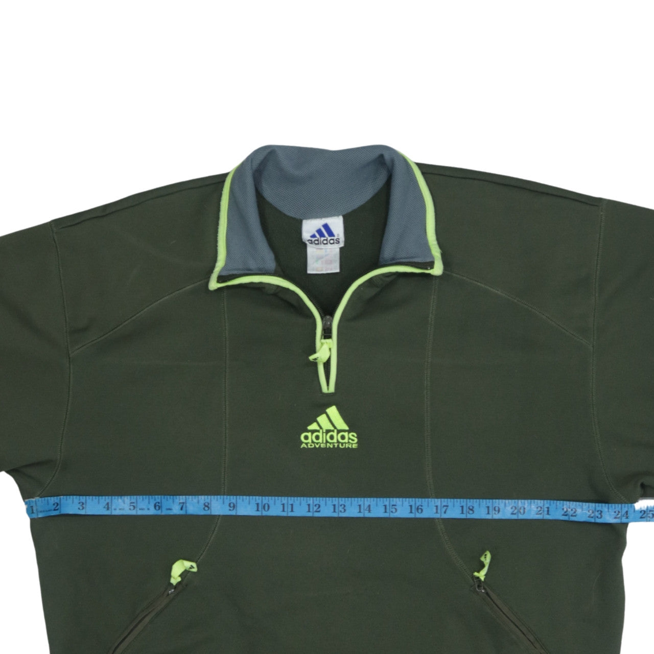 Adidas Adventure Mens Green Fleece Sweatshirt L 1/4 Zip Outdoor Sports