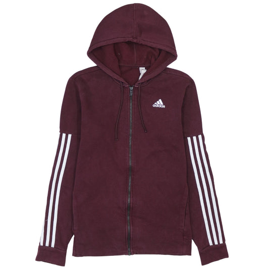 Adidas Men’s Red Full Zip Hoodie Size M Sports Logo Fleece