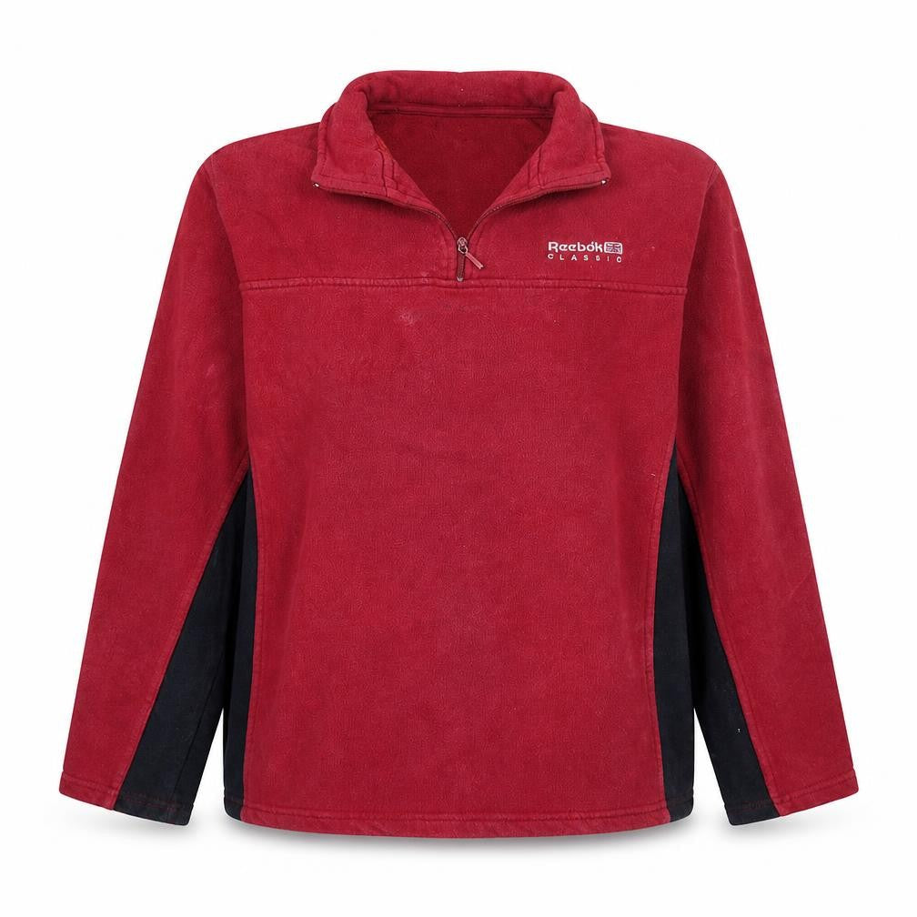 Reebok Womens Red XL Fleece 1/4 Zip Sweatshirt Sportswear