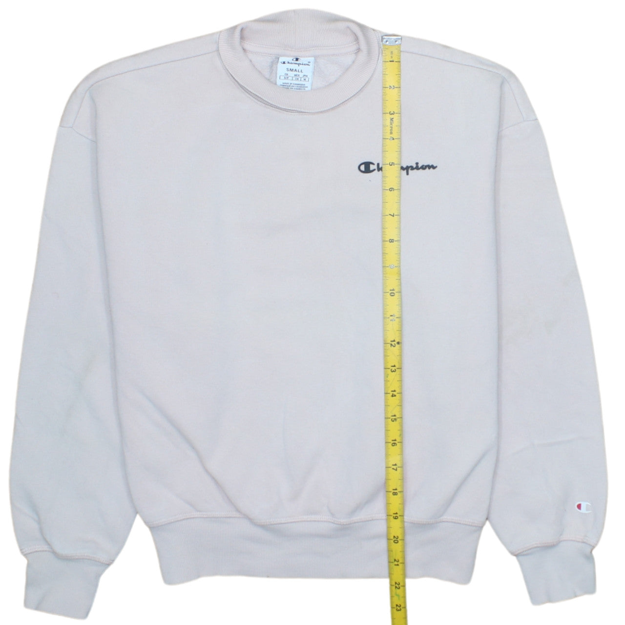 Champion Women’s Beige Small Sweatshirt Crew Neck Long Sleeve Logo
