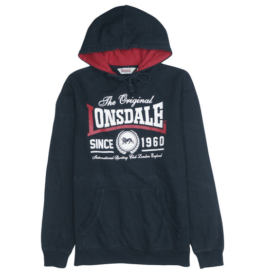 Lonsdale Men's Black Pullover Hoodie S Graphic Logo Sportswear