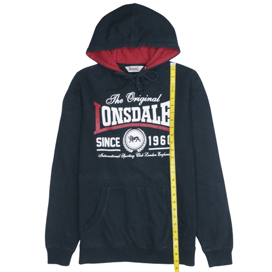 Lonsdale Men's Black Pullover Hoodie S Graphic Logo Sportswear