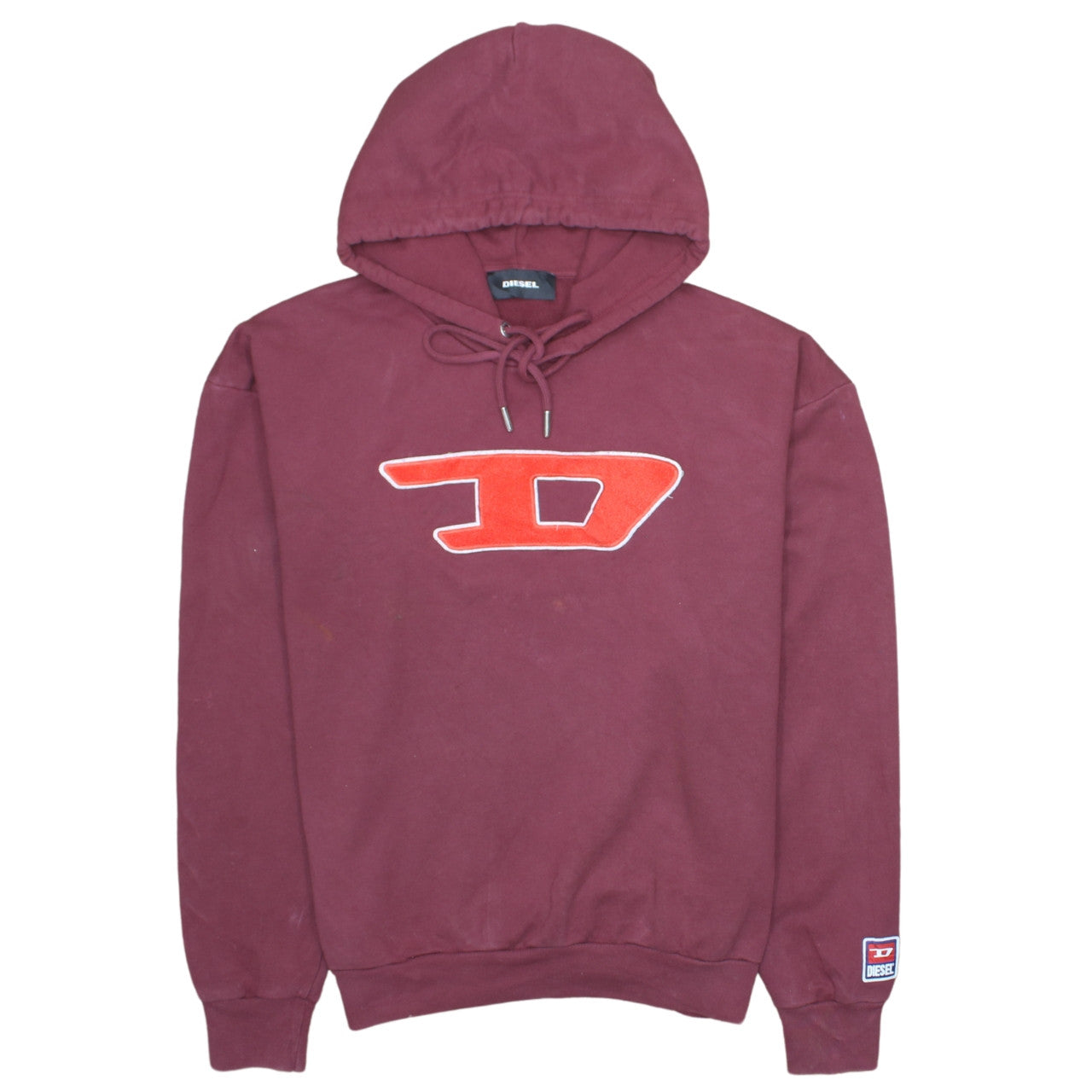 Diesel Mens Red Pullover Hoodie Size M Logo Graphic Cotton