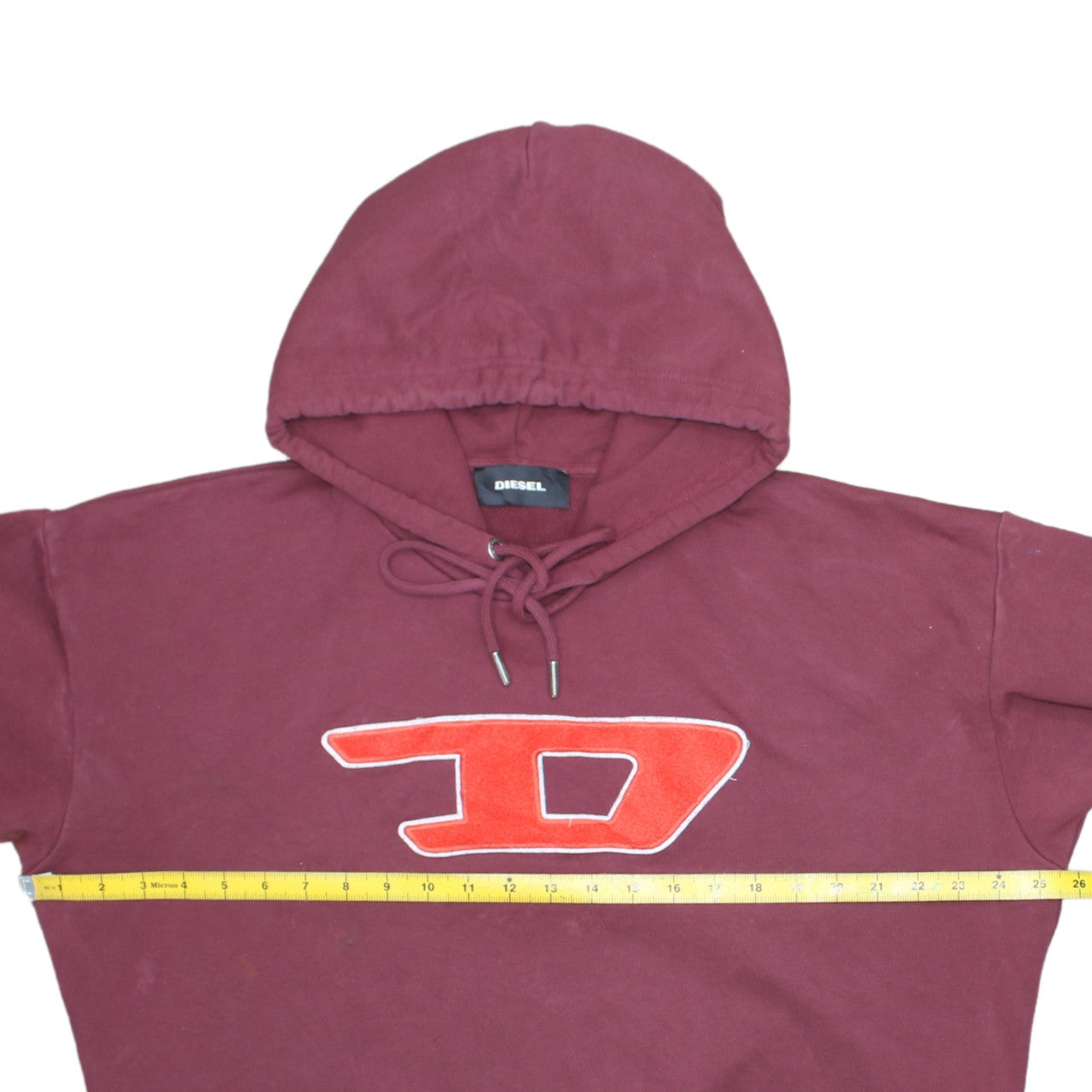 Diesel Mens Red Pullover Hoodie Size M Logo Graphic Cotton