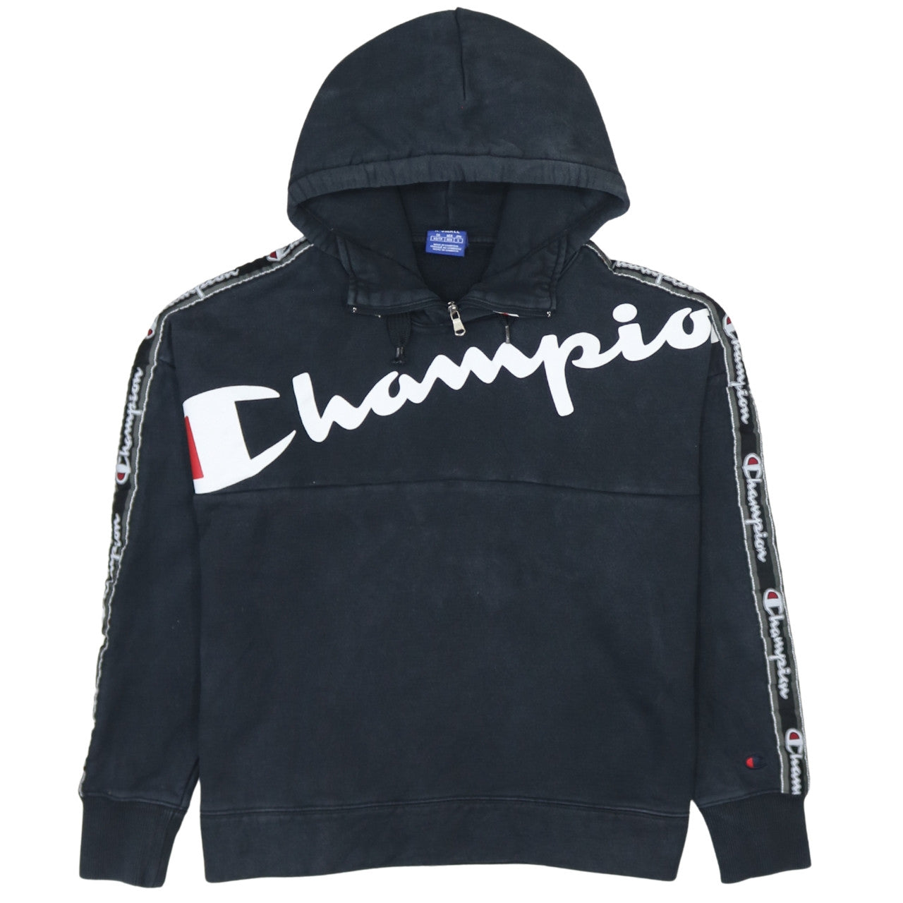 Champion Mens Black XS Pullover Hoodie Logo Graphic Cotton