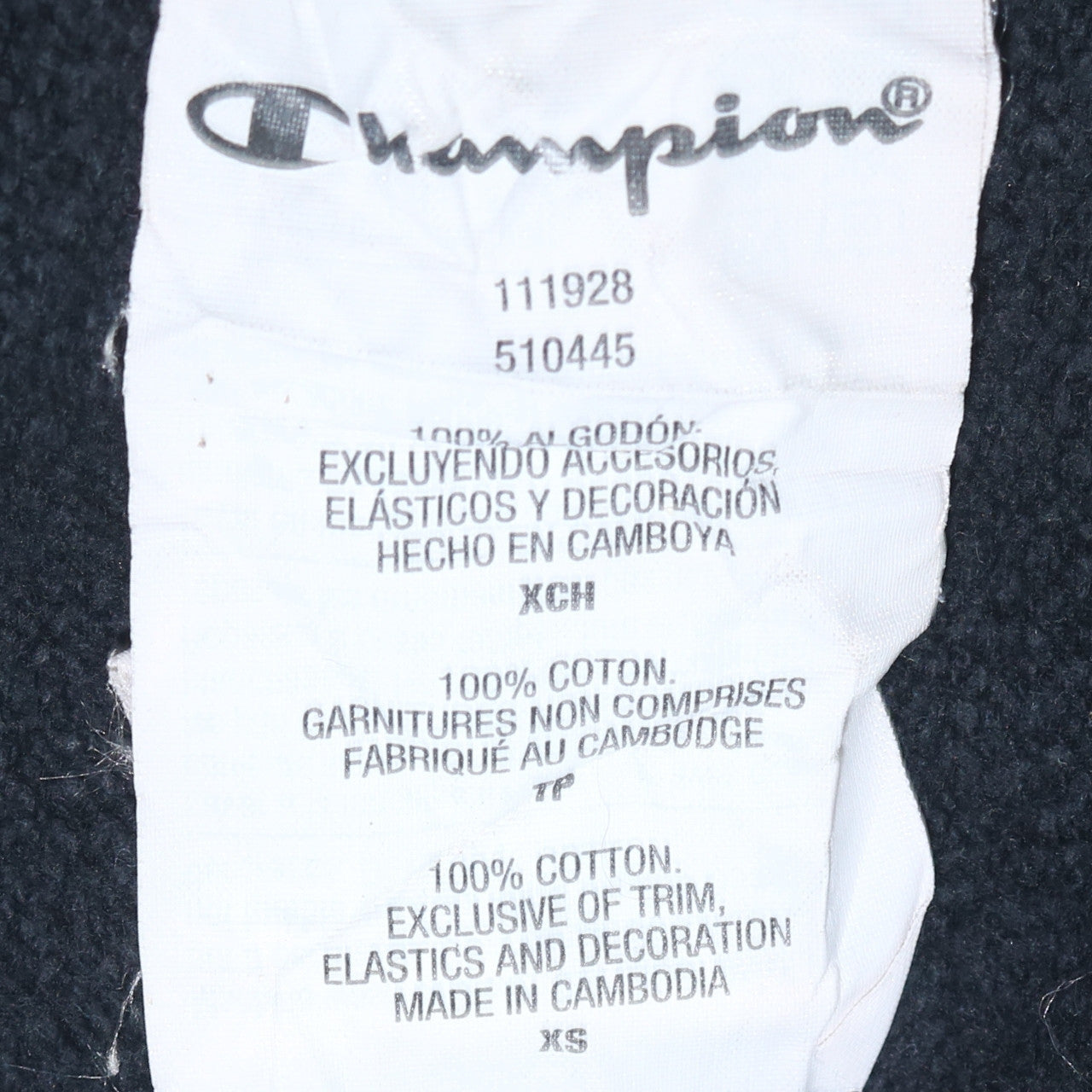 Champion Mens Black XS Pullover Hoodie Logo Graphic Cotton